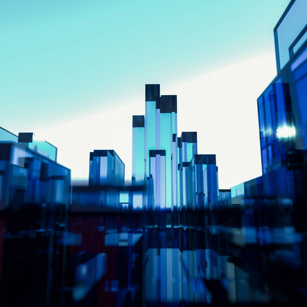 Абстрактний скляний міський пейзаж прямокутних багатокутників
 - Фото, зображення