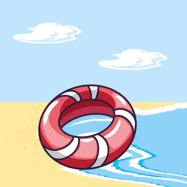 float bescherming in strand zomer scène - Vector, afbeelding