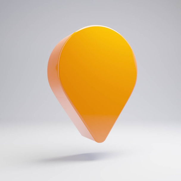Icono de marcador de mapa naranja caliente brillante volumétrico aislado sobre fondo blanco
. - Foto, Imagen