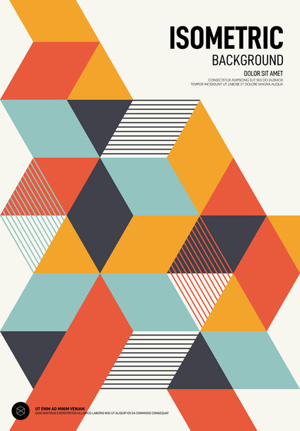 Soyut izometrik geometrik şekil düzeni poster tasarım şablonu arka plan - Vektör, Görsel