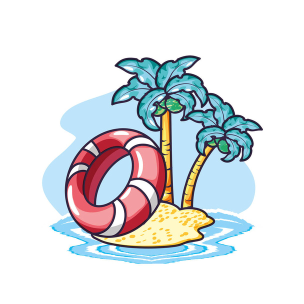 proteção flutuante na ilha cena de verão
 - Vetor, Imagem