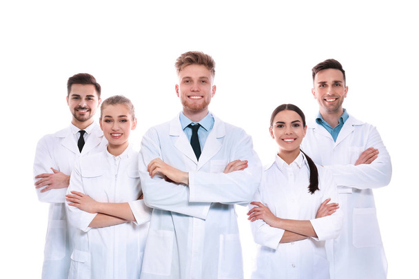 Group of medical doctors isolated on white. Unity concept - Valokuva, kuva