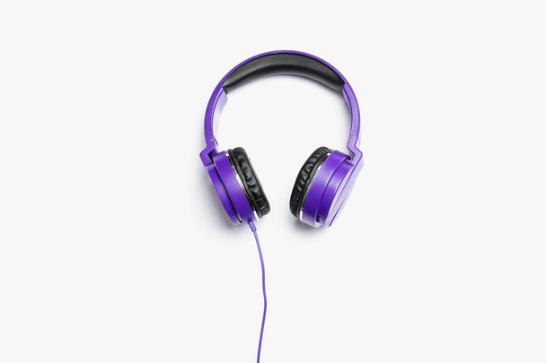 Stylish headphones with pads on white background - Photo, Image