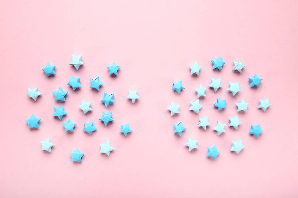 Paper stars on pink background - Photo, Image