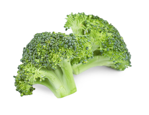 Fresh green broccoli on white background. Organic food - Fotó, kép
