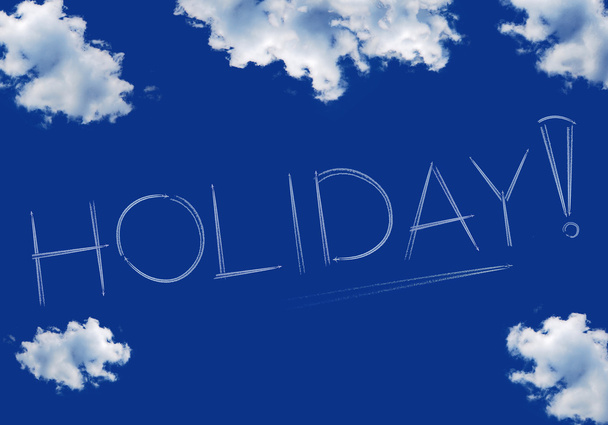 Feiertagsinschrift auf blauem Himmel - Foto, Bild