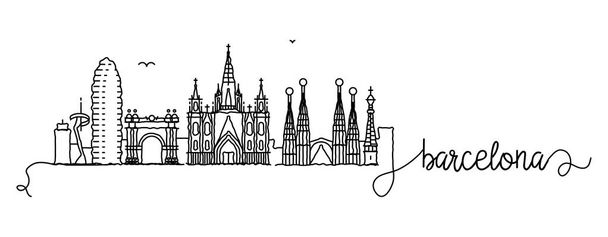 Barcelona City Skyline Doodle Sign - Vector, Image