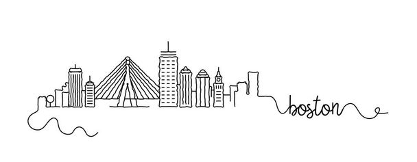 Boston City Skyline Doodle Sign - Vector, Image