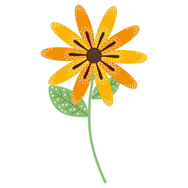bloemen en bladeren decoratieve pictogram - Vector, afbeelding
