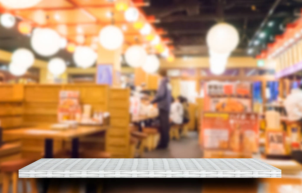 branco de madeira em restuarant café comida exposição do produto de fundo
  - Foto, Imagem
