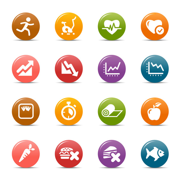 dots - gekleurde pictogrammen in gezondheid en fitness - Vector, afbeelding