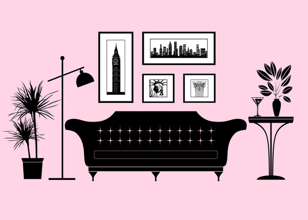 Vida en la ciudad - parte de una sala de estar moderna
 - Vector, Imagen