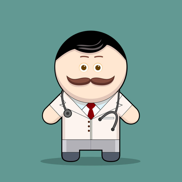 Karikatur eines niedlichen Arztes (niedlicher Charaktermann mit Schnurrbart-Kollektion)) - Vektor, Bild