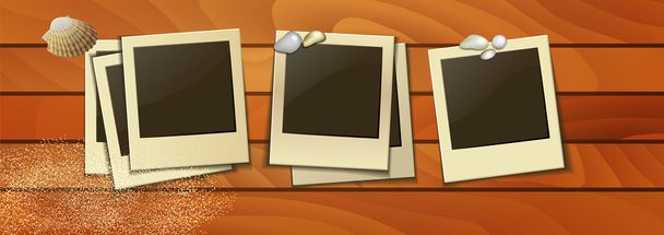 Set of Picture Frames on Wood Board - Vector, Image