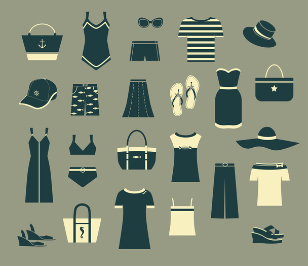 zomer kleding en accessoires - Vector, afbeelding