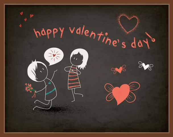 Valentine Day Greeting on a Chalkboard - Vector, Image
