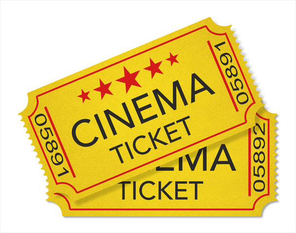 Illüstrasyon. Beyaz arka planda izole edilmiş iki eski moda sinema bileti - Fotoğraf, Görsel