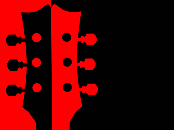 Rode en zwarte gitaar headstock - Vector, afbeelding