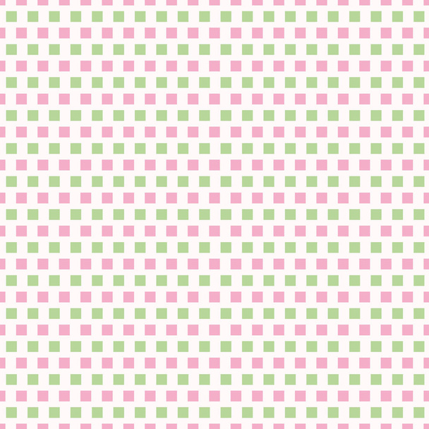 Friss rózsaszín és világoszöld sor négyzetek a tégla ismételje design. Varrat nélküli geometriai vektormintázat fehér háttéren. Kiválóan alkalmas wellness, kozmetikai termékek, fürdőszoba, csomagolás, papíráru - Vektor, kép