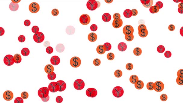 4k Float EE.UU. dólares China RMB dinero riqueza símbolo, fondo de tipo de cambio
. - Metraje, vídeo