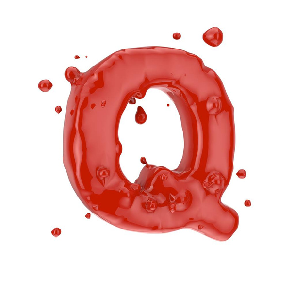 Red blood uppercase letter Q isolated on white background - Foto, Imagen