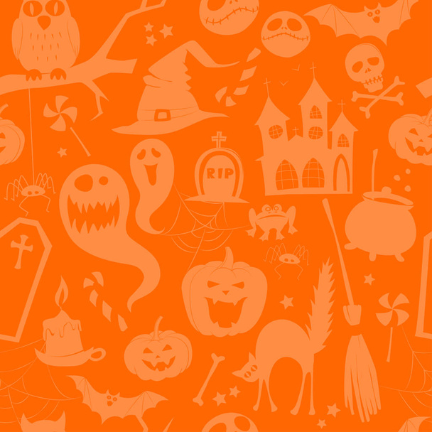 Orange zucca senza cuciture sfondo silhouette Halloween partito modello
 - Vettoriali, immagini