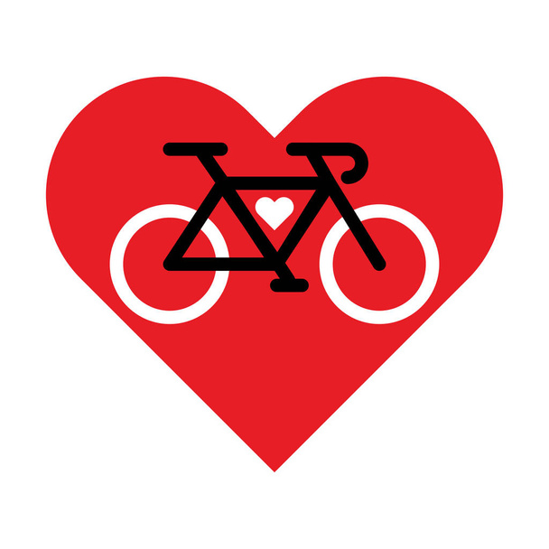 Bicycle lineart icon inside the heart. I love bicycle vector sign. - Vector, Imagen