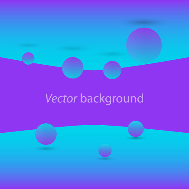 ボールを持つ抽象的な背景。紫、青の色。影とグラデーション。3 d - ベクター画像