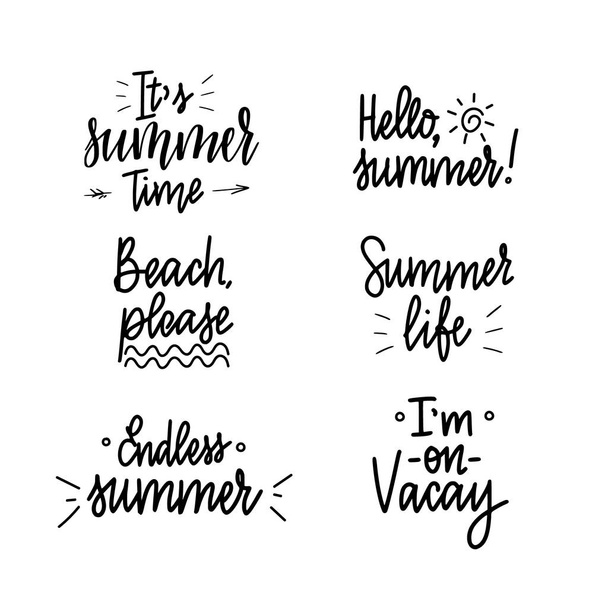 It is summer time lettering inspiraiton quote design set - Vektör, Görsel