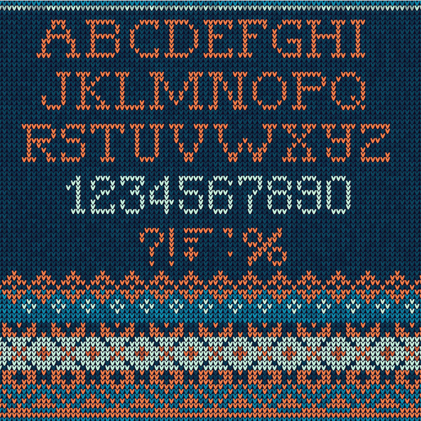 Christmas knitted Font - Vector, Imagen