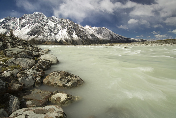 lodowiec river w parku narodowym góry Cooka - Zdjęcie, obraz