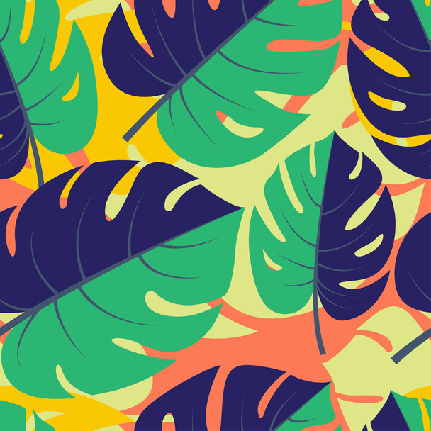 Beautiful seamless tropical jungle floral graphic seamless backg - Vector, afbeelding
