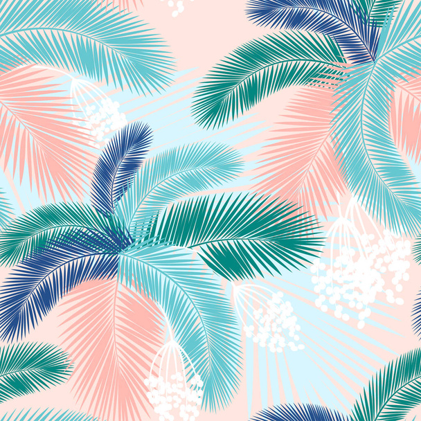 Seamless pattern of Tropical palm leaves. Vector illustration. Flat design - Vektor, obrázek