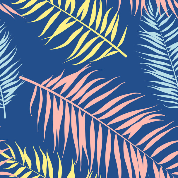 Seamless pattern of Tropical palm leaves. Vector illustration. Flat style - Διάνυσμα, εικόνα