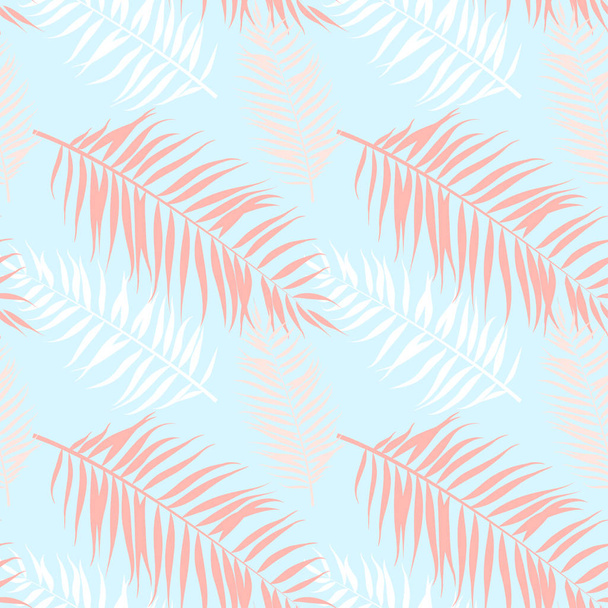 Seamless pattern of Tropical palm leaves. Vector illustration. Flat design - Διάνυσμα, εικόνα