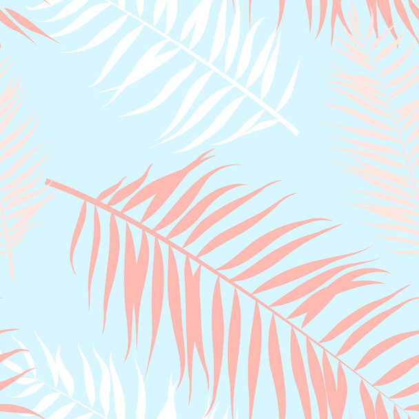 Seamless pattern of Tropical palm leaves. Vector illustration. Flat design - Vector, Image