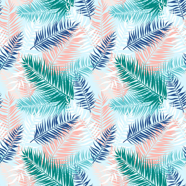 Seamless pattern of Tropical palm leaves. Vector illustration. Flat design - Vektori, kuva