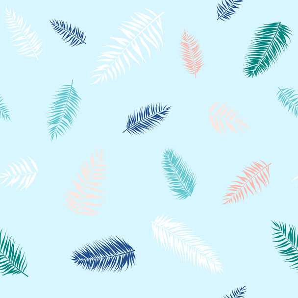 Seamless pattern of Tropical palm leaves. Vector illustration. Flat design - Διάνυσμα, εικόνα