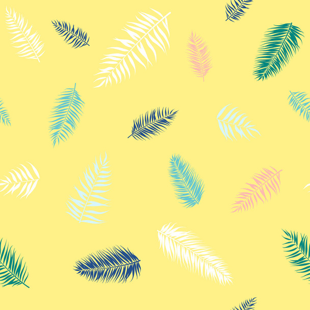 Seamless pattern of Tropical palm leaves. Vector illustration. Flat design - Вектор,изображение