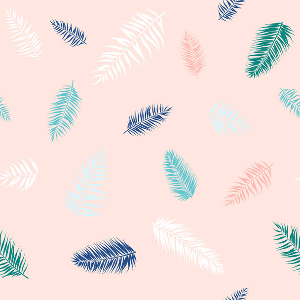 Seamless pattern of Tropical palm leaves. Vector illustration. Flat design - Vector, Imagen