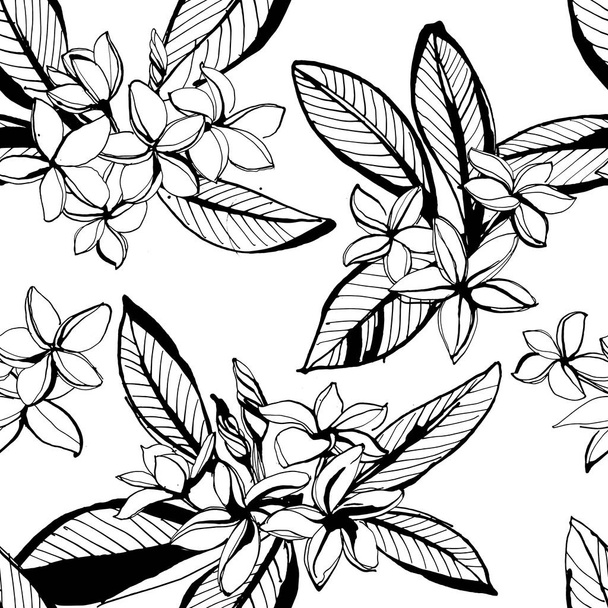 Tropical floral summer seamless pattern with plumeria flowers wi - Wektor, obraz