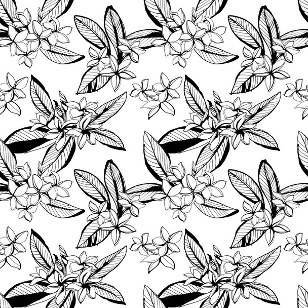 Tropical floral summer seamless pattern with plumeria flowers wi - Διάνυσμα, εικόνα