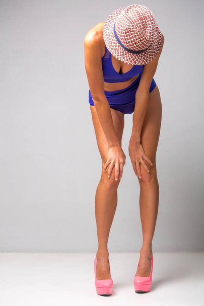 Fitness bikini woman, full length portrait, perfect body - Foto, immagini