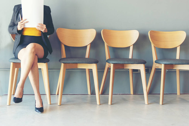 Job interview. Asian women review document while waiting for job interview Business Concept - Fotografie, Obrázek