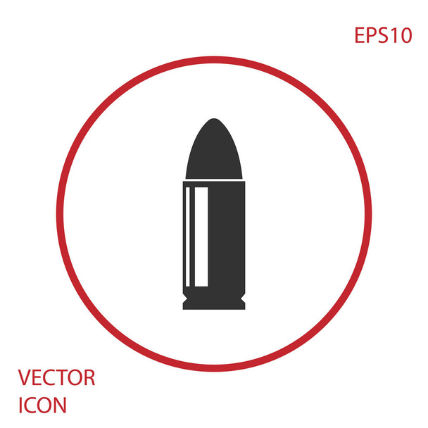 Ícone de bala cinza isolado no fundo branco. Botão de círculo vermelho. Ilustração vetorial
 - Vetor, Imagem