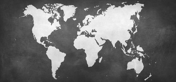 world map silhouette at grey background - Illustration - Photo, Image
