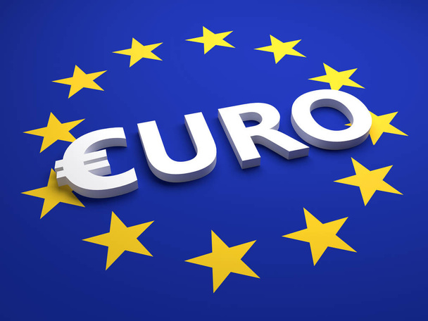3D euró szimbólumrenderelés-illusztráció - Fotó, kép