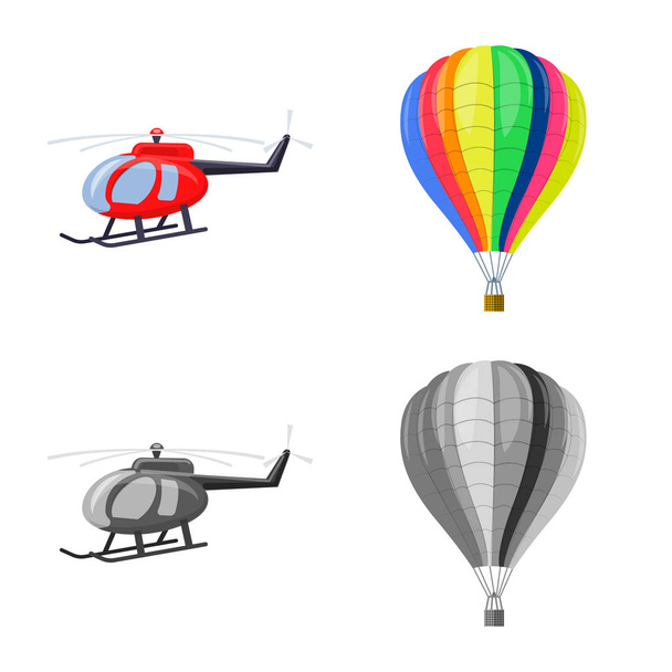 Isolated object of plane and transport icon. Collection of plane and sky vector icon for stock. - Vektor, Bild