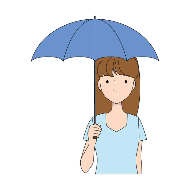 Иллюстрация женщины, держащей зонтик
. - Вектор,изображение