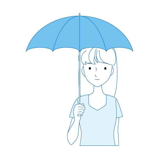 Illustration einer Frau mit einem Sonnenschirm. - Vektor, Bild